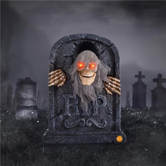 Halloween Animatronic Zombie Tombstone Animated Skeleton Decorations - Sensor - Picture 1 of 7
